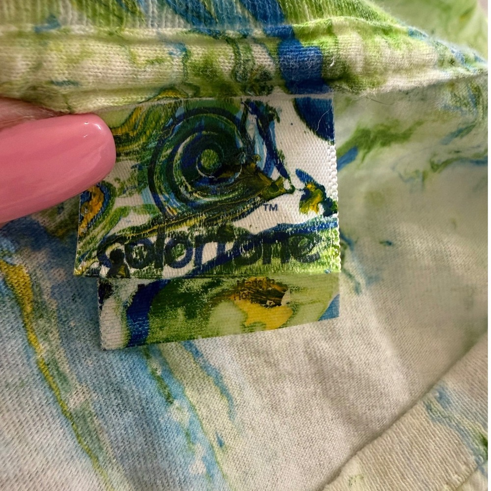 Colortone Key West Tie Dye Marble T-Shirt Mens Medium Green Blue Embroidered Tee - Picture 3 of 12